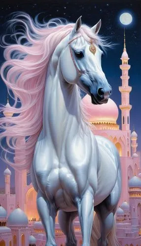 unicorn background,arabian horse,unicorn art,albino horse,unicorn,a white horse,Illustration,Realistic Fantasy,Realistic Fantasy 08