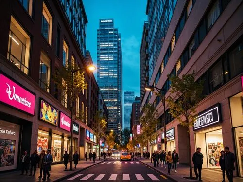 Vibrant cityscape, urban skyscrapers, sleek glass towers, modern streetlights, bustling streets, diverse crowds, concrete sidewalks, steel beams, industrial textures, neon signage, colorful graffiti, 