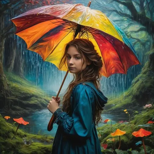 little girl with umbrella,little girl in wind,umbrella,walking in the rain,umbrellas,in the rain,Photography,General,Fantasy