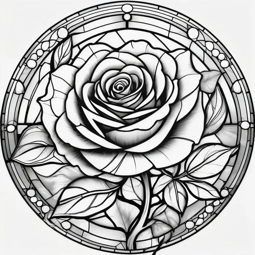 rose flower illustration,roses pattern,rose flower drawing,bicolored rose,landscape rose,frame rose,Illustration,Black and White,Black and White 08