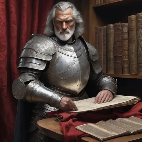 heroic fantasy,dwarf sundheim,scholar,witcher,tyrion lannister,knight armor,fantasy portrait,cullen skink,knight tent,middle ages,medieval,sci fiction illustration,crusader,athos,cg artwork,alaunt,templar,paladin,knight,parchment,Conceptual Art,Fantasy,Fantasy 01