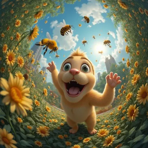 flying dandelions,bee,honey bee home,dandelion background,flowbee,honey bee,sunflower field,pollinate,wild bee,dandelion flying,baby animal,honeybee,fur bee,bumblebees,children's background,pollinator,swarm of bees,bees,chasing butterflies,bumblebee fly