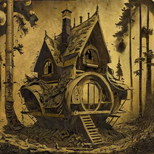 house in the forest,crooked house,witch house,tree house,witch's house,treehouses,log home,tree house hotel,fairy house,bird house,wooden house,treehouse,birdhouse,lostplace,lonely house,abandoned house,the haunted house,dreamhouse,wood doghouse,little house,Art sketch,Art sketch,Newspaper