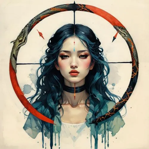 kommuna,archery,amaterasu,dream catcher,kyudo,seven sorrows,Illustration,Paper based,Paper Based 19