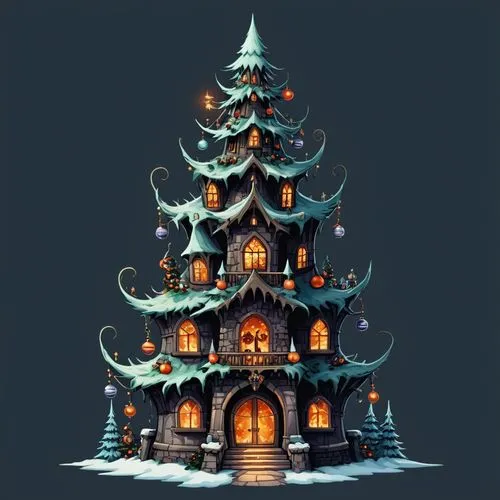 fairy house,christmas town,winter house,tannenbaum,the gingerbread house,wooden christmas trees,Illustration,Abstract Fantasy,Abstract Fantasy 11