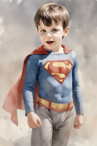 superboy,superman,super man,supes,superman logo,superimposing,Digital Art,Watercolor