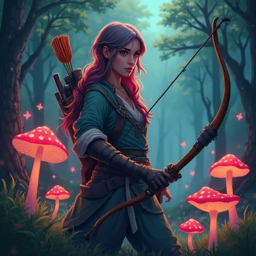 fae,demelza,oxenhorn,fantasy portrait,fantasy picture,red mushroom