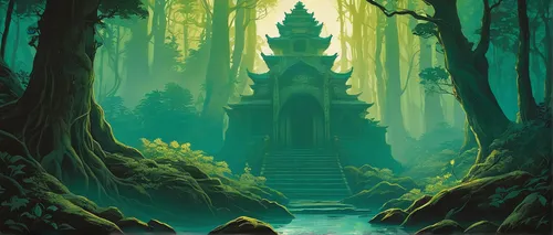 In the depths of a misty forest, a hidden temple holds the secrets to unlocking one's true potential. Write a story about a student's quest for enlightenment.,cambodia,thai buddha,somtum,thai temple,t