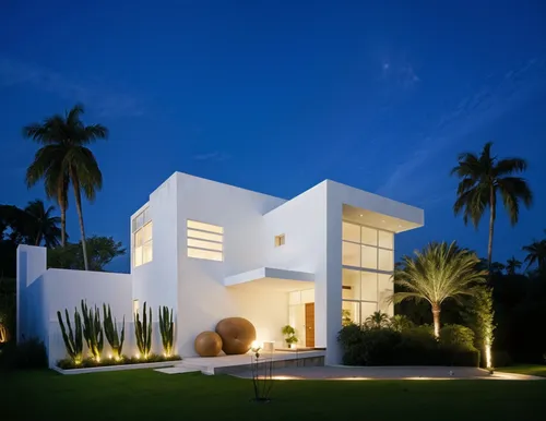 front of the home with white walls and landscaping,residencial,prefab,modern house,inmobiliarios,piramal,frame house