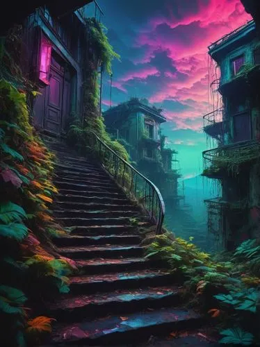 lostplace,lost place,abandoned place,vapor,lonely house,fallen colorful,abandoned,fantasy landscape,dead end,purple landscape,dusk,fantasy city,ruin,alleyway,colorful city,alley,world digital painting,slum,3d fantasy,abandon,Photography,Documentary Photography,Documentary Photography 25