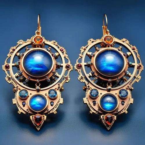 pendants,pendentives,ornaments,medallions,bezels,steampunk gears,blue spheres,earrings,mod ornaments,amulets,frame ornaments,earring,astrolabes,princess' earring,enamelled,motifs of blue stars,escutcheons,brooch,jewellry,stone jewelry,Photography,General,Realistic