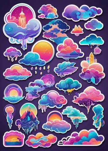 rainbow clouds,clouds - sky,cloud mushroom,mushroom landscape,clouds,icon set,unicorn background,cloud image,rainbow world map,little clouds,sky clouds,cumulus,ice cream icons,cloud play,cumulus clouds,set of icons,raincloud,cloud mood,rainbow background,cloudporn,Unique,Design,Sticker