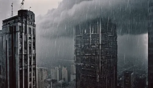 Create a thrilling story about building a skyscraper during a violent thunderstorm.,chicago,hongkong,tall buildings,high-rises,heavy rain,snowstorm,winter storm,willis tower,rainstorm,wuhan''s virus,k