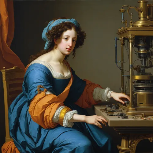 girl at the computer,candlemaker,woman playing,clockmaker,scientific instrument,woman drinking coffee,watchmaker,the gramophone,bergenie,meticulous painting,girl with a wheel,woman at the well,portrait of a woman,women in technology,cepora judith,portrait of a girl,classical antiquity,seamstress,orrery,woman holding a smartphone,Art,Classical Oil Painting,Classical Oil Painting 33