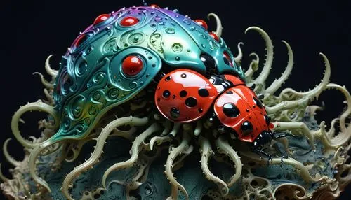 deep sea nautilus,coral guardian,under sea,cnidarian,nautilus,ornamental shrimp,amano,sea creatures,cuthulu,fun octopus,deep sea,medusa gorgon,insect ball,sea animal,octopus,scrap sculpture,fruits of the sea,sea-life,deep sea fish,symbiotic,Illustration,Realistic Fantasy,Realistic Fantasy 47