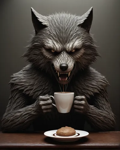 kopi luwak,cat coffee,drinking coffee,cup of coffee,a cup of coffee,werewolf,coffee break,the coffee,halloween coffee,caffè americano,cat drinking tea,drink coffee,coffee background,wolf's milk,coffee,woman drinking coffee,hot drink,teatime,caffeine,coffee time,Illustration,Realistic Fantasy,Realistic Fantasy 17