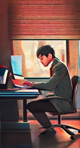 blur office background,man with a computer,girl at the computer,officered,office worker,karoshi