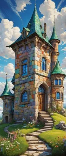 fairy tale castle,summit castle,fairytale castle,studio ghibli,dandelion hall,knight's castle,castle keep,castlelike,castle,press castle,ghibli,castledawson,castletroy,gold castle,castleguard,bonnycastle,peter-pavel's fortress,stone palace,schierstein,maplecroft,Illustration,Abstract Fantasy,Abstract Fantasy 18