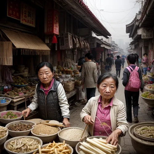 中国，城郊，集市，老人，妇女，商业，地摊,namdaemun market,hanoi,vendors,tibetan food,large market,guizhou,vietnam's,xinjiang,girl with bread-and-butter,anhui cuisine,the market,nomadic children,xi'an,vegetable market,chi