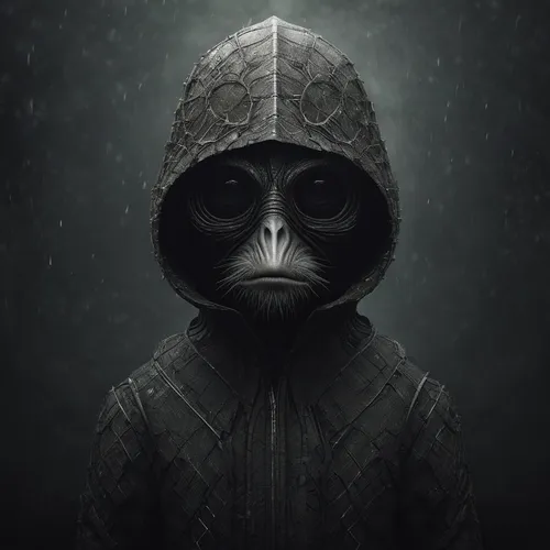 hooded man,balaclava,anonymous,hooded,robber,anonymous mask,assassin,fawkes mask,corvidae,owl-real,dark art,anonymous hacker,adã©lie penguin,hoodie,sci fiction illustration,an anonymous,horus,darth wader,owl,raincoat,Illustration,Realistic Fantasy,Realistic Fantasy 17