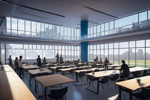 school design,renderings,uoit,daylighting,cafeteria,classrooms,schoolrooms,tdsb,class room,boroughmuir,polytech,desks,east middle,new building,revit,lecture hall,lecture room,classroom,lunchroom,hva,Illustration,Retro,Retro 14