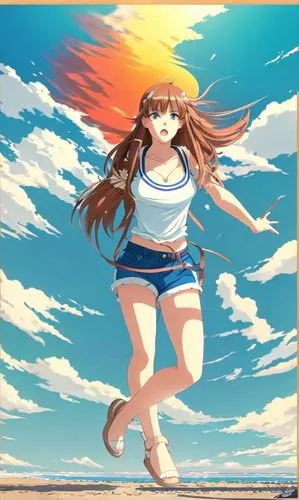 tokiko,sumitra,beach background,sakiko,tohru,sunburst background,manaka,chidori,hartadi,summer sky,akano,mikan,kasumi,sakazaki,tsumugi kotobuki k-on,atsumi,summer background,railgun,rainbow background,fusako,Common,Common,Japanese Manga