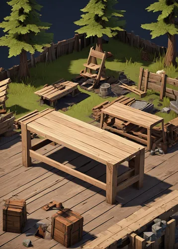 wooden mockup,picnic table,beer table sets,wooden table,outdoor table,collected game assets,beer tables,wooden construction,construction set,wooden desk,wooden pallets,sawmill,tavern,playset,docks,wood deck,workbench,benches,isometric,barbecue area,Illustration,American Style,American Style 05