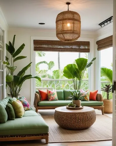 sunroom,philodendron,tropical house,contemporary decor,house plants,modern decor,fan palm,tropical greens,houseplants,plantation shutters,interior decor,houseplant,home interior,interior decoration,living room,cabana,norfolk island pine,sitting room,decors,coconut palm tree,Conceptual Art,Oil color,Oil Color 17