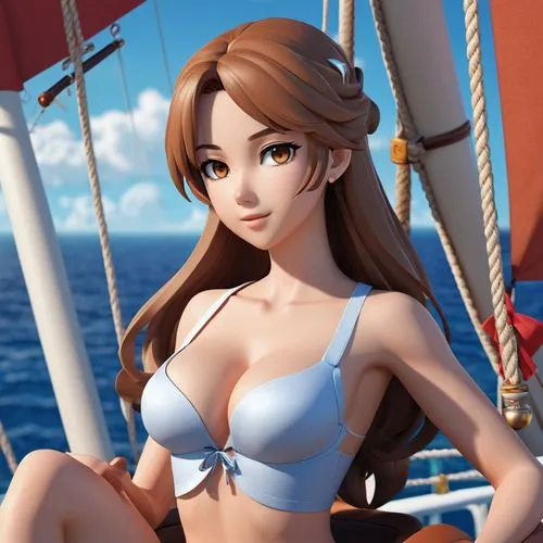 at sea,nami,seafaring,one-piece swimsuit,summer swimsuit,on a yacht,the sea maid,marina,swimsuit top,scarlet sail,girl on the boat,ferry,sea fantasy,sails,swimsuit,maya,capri,akko,sea,seaplane tender,Unique,3D,3D Character