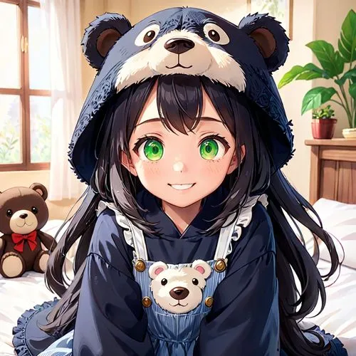 kawaii panda,pandari,yoshiko,pandeli,cute bear,kuma,Anime,Anime,Traditional