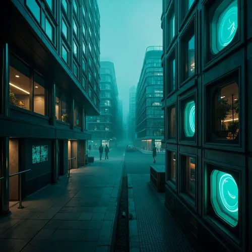 cybercity,atmospheres,teal digital background,cybertown,polara,microdistrict,cyan,cyberscene,3d render,metropolis,electroluminescent,cityzen,city at night,vapor,ambient lights,cloudstreet,cityscape,urbanworld,pedestrian lights,atmosfera