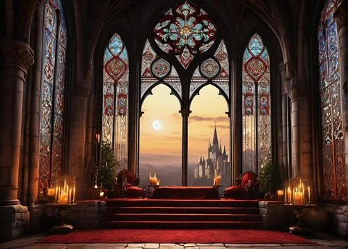 sanctuary,gothic church,compline,altar,cathedral,ornate room,nidaros cathedral,sanctum,ecclesiatical,ecclesiastical,chapel,presbytery,duomo,stained glass windows,liturgy,ecclesiastic,cathedrals,evensong,theed,liturgical,Illustration,Abstract Fantasy,Abstract Fantasy 10