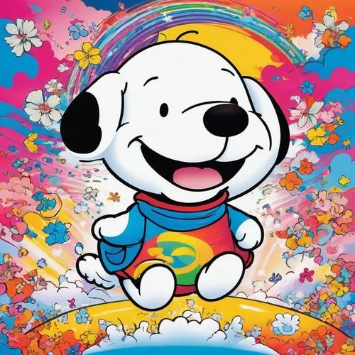 snoopy,rj,children's background,rainbow background,waterson,rainbow pencil background,cartoon animal,cute cartoon character,britto,cute cartoon image,chromaffin,bonhomme,cartoon flower,wooser,colorful background,puft,schulz,shoob,colorful daisy,bichon,Illustration,Japanese style,Japanese Style 04