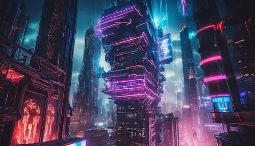 cybercity,cyberpunk,futuristic,metropolis,cybertown,cyberworld,shinjuku,guangzhou,shanghai,futuristic landscape,fantasy city,cyberia,polara,cityscape,hypermodern,vapor,colorful city,cyberscene,dystopian,tokyo city,Conceptual Art,Fantasy,Fantasy 26