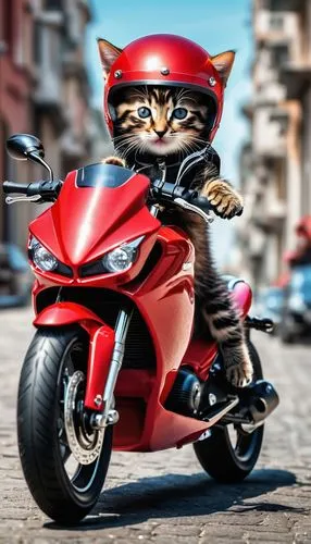 red cat,maometto,motorbike,alleycat,motorscooter,ducati,Photography,General,Realistic