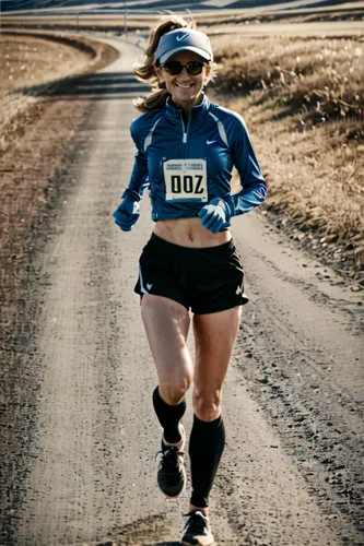 fair-skinned girl, energetic, athletic, sporty, jogging, running, fitness, outdoor, sunny day, blue sky, green grass, trees, flowers, sweat droplets, ponytail, sports bra, short pants, sneakers, smili