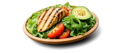 Fresh green salad, mixed vegetables, juicy tomatoes, crispy lettuce leaves, crunchy carrots, sweet corn kernels, protein-rich grilled chicken breast, creamy avocado slices, tangy feta cheese crumbles,