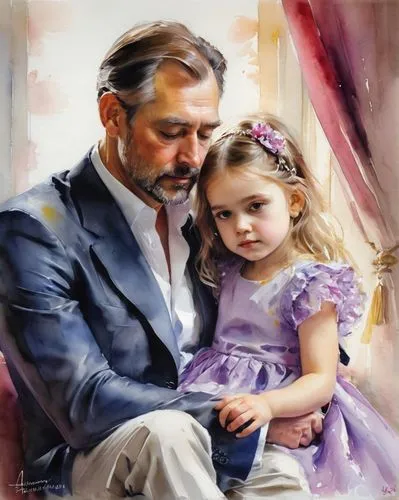 father and daughter,ivanchuk,struzan,father daughter,oil painting,quast,Illustration,Paper based,Paper Based 11