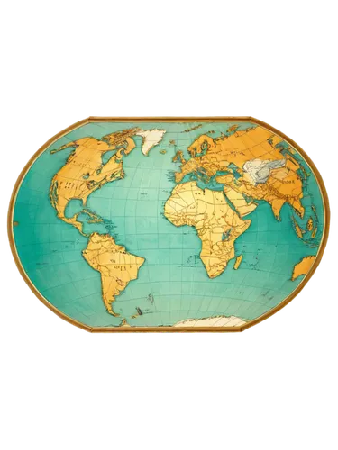 World map, vintage style, old parchment texture, faded colors, golden frame, ornate details, 3D globe, spinning slowly, morning light, soft focus, panoramic view, atmospheric perspective.,a po of a la