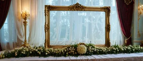 wedding decoration,floral decorations,wedding frame,royal interior,a curtain,curtain,interior decor,decorative frame,flower frames,flower frame,ornate room,wedding decorations,mirror frame,window curtain,floral frame,curtains,frame ornaments,bridal suite,art nouveau frame,interior decoration,Photography,General,Fantasy