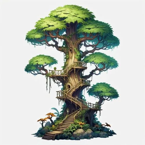 tree house,tree mushroom,dragon tree,celtic tree,treehouse,treehouses,Illustration,Abstract Fantasy,Abstract Fantasy 11