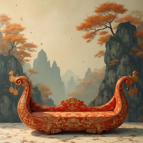 oriental painting,throne,the throne,fantasy picture,chaise,hunting seat,Photography,Documentary Photography,Documentary Photography 01