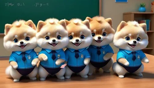 corgis,rabbit family,rabbits,pomeranian,plush figures,3d teddy,police uniforms,school children,hospital staff,police force,police officers,officers,bunnies,hot cross buns,furta,plush dolls,color dogs,kawaii animals,security department,doll figures,Unique,3D,3D Character