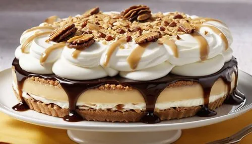 a large dessert is sitting on a plate,cream cheese cake,tiramisu,Photography,General,Realistic