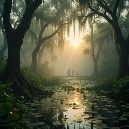 swamps,bayou,backwaters,lowcountry,swamp,backwater,atchafalaya,swampy landscape,morning mist,alligator lake,alligator alley,congaree,okefenokee,olustee,waccamaw,spanish moss,forest lake,foggy landscape,suwannee,marshlands,Photography,General,Realistic