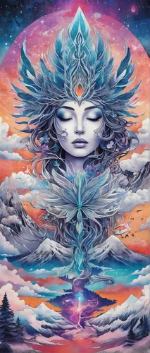 astral traveler,mantra om,mother earth,earth chakra,pachamama,shiva,crown chakra,psychedelic art,aura,yogananda,astral,god shiva,heart chakra,shamanism,himalaya,third eye,shamanic,kundalini,global oneness,sacred lotus,Illustration,Realistic Fantasy,Realistic Fantasy 20