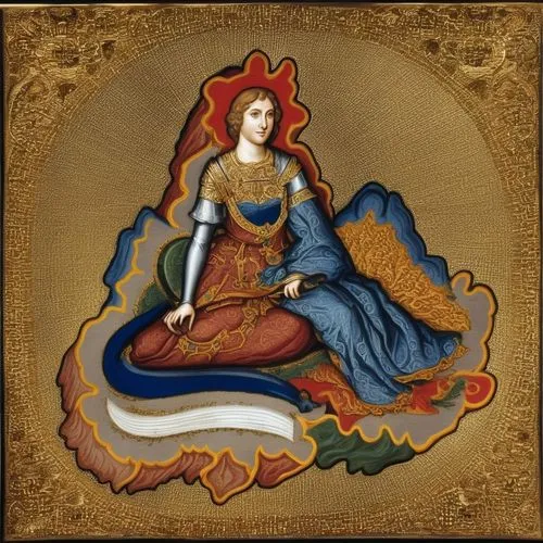 joan of arc,cepora judith,the prophet mary,vajrasattva,elizabeth i,decorative plate,baroque angel,khokhloma painting,rococo,ottoman,oriental painting,queen anne,almudena,portrait of christi,radha,andromeda,decorative figure,assyrian,baroque,portrait of a woman,Illustration,Realistic Fantasy,Realistic Fantasy 42