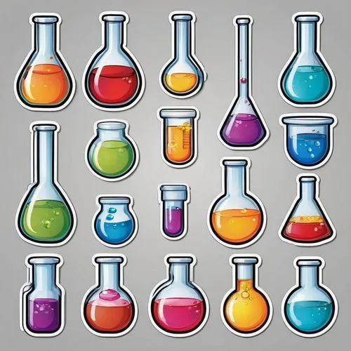 biosamples icon,laboratory flask,reagents,potions,erlenmeyer flask,chemical laboratory,chemist,isolated product image,glassware,oxidizing agent,chemical compound,colorful glass,perfume bottles,glass items,gas bottles,vials,laboratory information,laboratory equipment,ph meter,printing inks,Unique,Design,Sticker