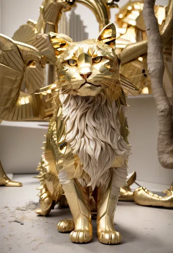 forest king lion,lion capital,lion - feline,paper art,scrap sculpture,allies sculpture,golden crown,lion,golden unicorn,stone lion,liger,gold paint stroke,gold deer,griffin,royal tiger,gold crown,gold foil crown,lion fountain,golden dragon,gold new years decoration