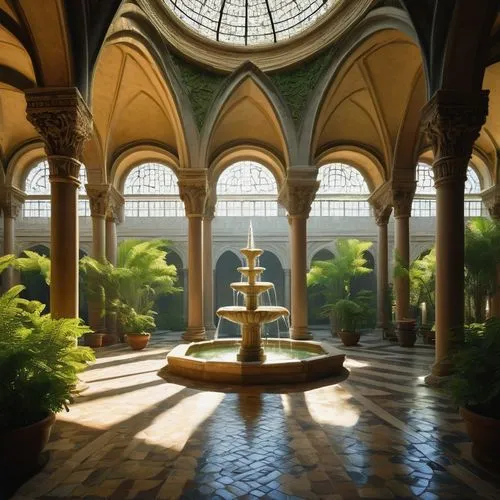 floor fountain,alcazar of seville,garden of the fountain,glyptotek,maximilian fountain,orangerie,certosa di pavia,water palace,fountains,decorative fountains,fountain,spa water fountain,conservatory,orangery,inside courtyard,biltmore,water fountain,philbrook,cloister,ringling,Photography,Documentary Photography,Documentary Photography 06